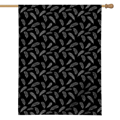 Black And White Feather Pattern Print House Flag