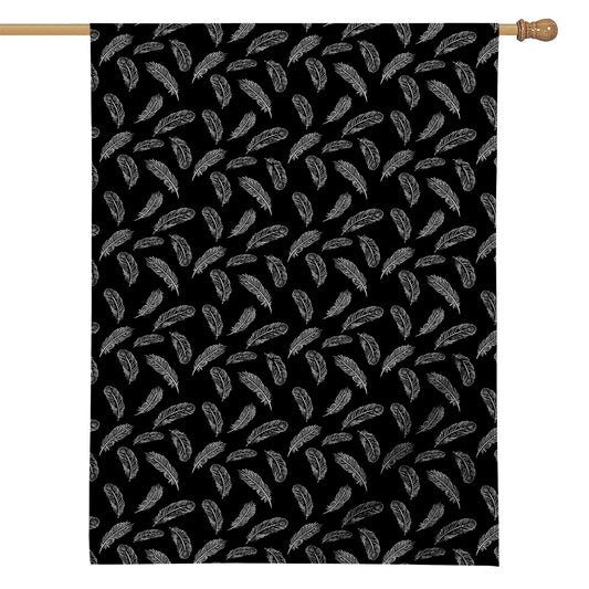 Black And White Feather Pattern Print House Flag
