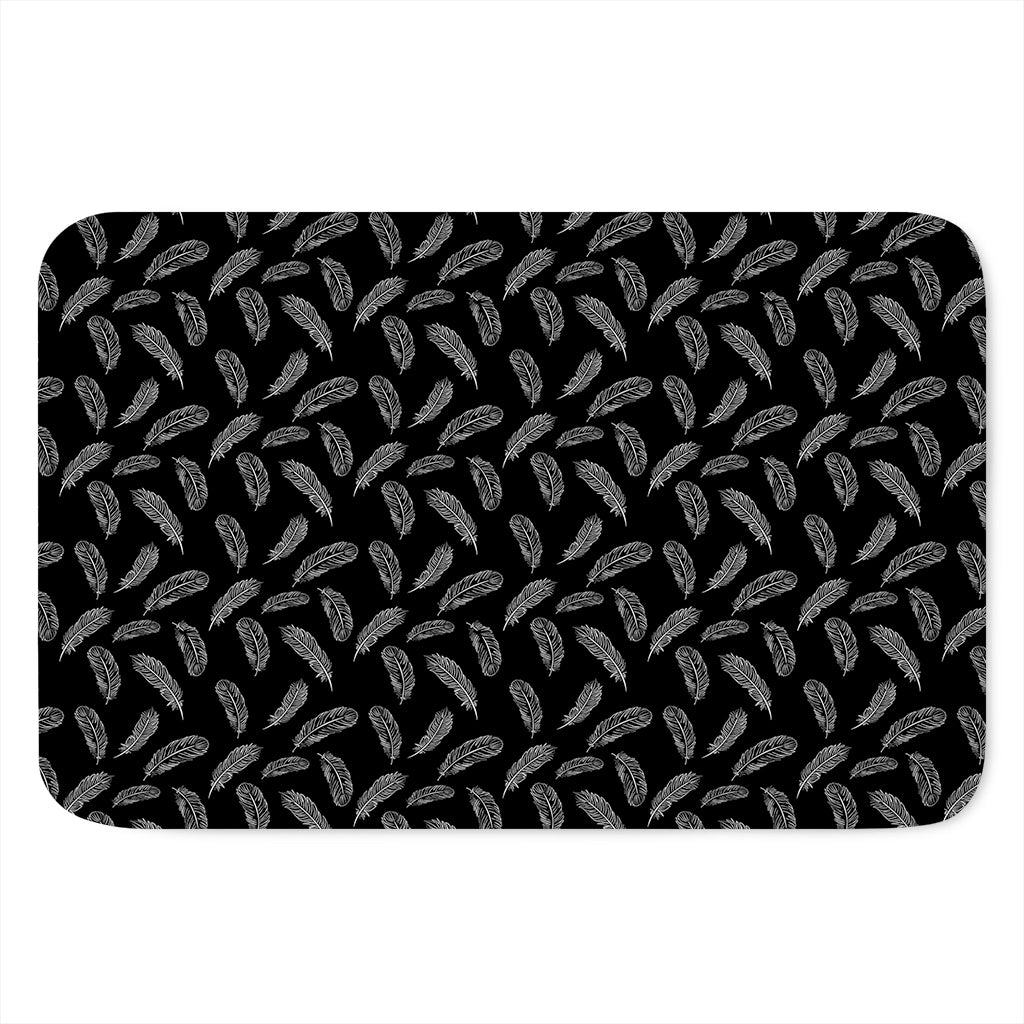 Black And White Feather Pattern Print Indoor Door Mat