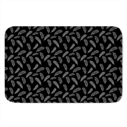 Black And White Feather Pattern Print Indoor Door Mat