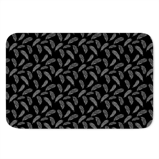 Black And White Feather Pattern Print Indoor Door Mat