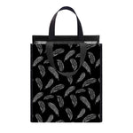Black And White Feather Pattern Print Insulated Lunch Tote