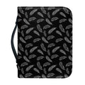 Black And White Feather Pattern Print Leather Bible Cover