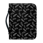 Black And White Feather Pattern Print Leather Bible Cover