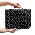 Black And White Feather Pattern Print Leather Bible Cover