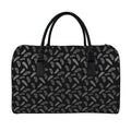 Black And White Feather Pattern Print Leather Duffel Bag