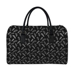 Black And White Feather Pattern Print Leather Duffle Bag