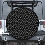 Black And White Feather Pattern Print Leather Spare Tire Cover