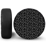 Black And White Feather Pattern Print Leather Spare Tire Cover