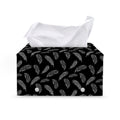 Black And White Feather Pattern Print Leather Tissue Box Cover