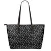 Black And White Feather Pattern Print Leather Tote Bag