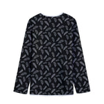 Black And White Feather Pattern Print Long Sleeve Short Coat