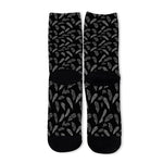 Black And White Feather Pattern Print Long Socks