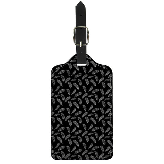 Black And White Feather Pattern Print Luggage Tag