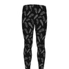 Black And White Feather Pattern Print Men's leggings