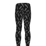 Black And White Feather Pattern Print Men's leggings