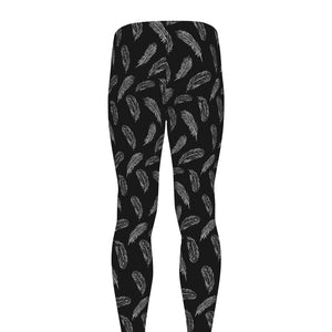 Black And White Feather Pattern Print Men's leggings