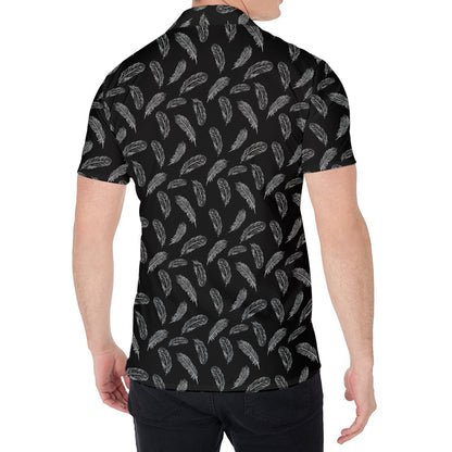Black And White Feather Pattern Print Men's Shirt