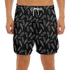 Black And White Feather Pattern Print Men's Split Running Shorts