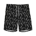 Black And White Feather Pattern Print Men's Athletic Shorts