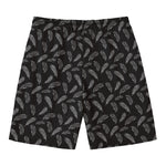 Black And White Feather Pattern Print Men's Swim Trunks