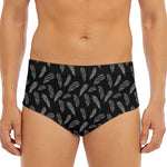 Black And White Feather Pattern Print Men's Triangle Swim Briefs