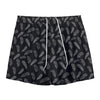 Black And White Feather Pattern Print Mesh Shorts