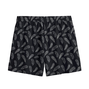 Black And White Feather Pattern Print Mesh Shorts