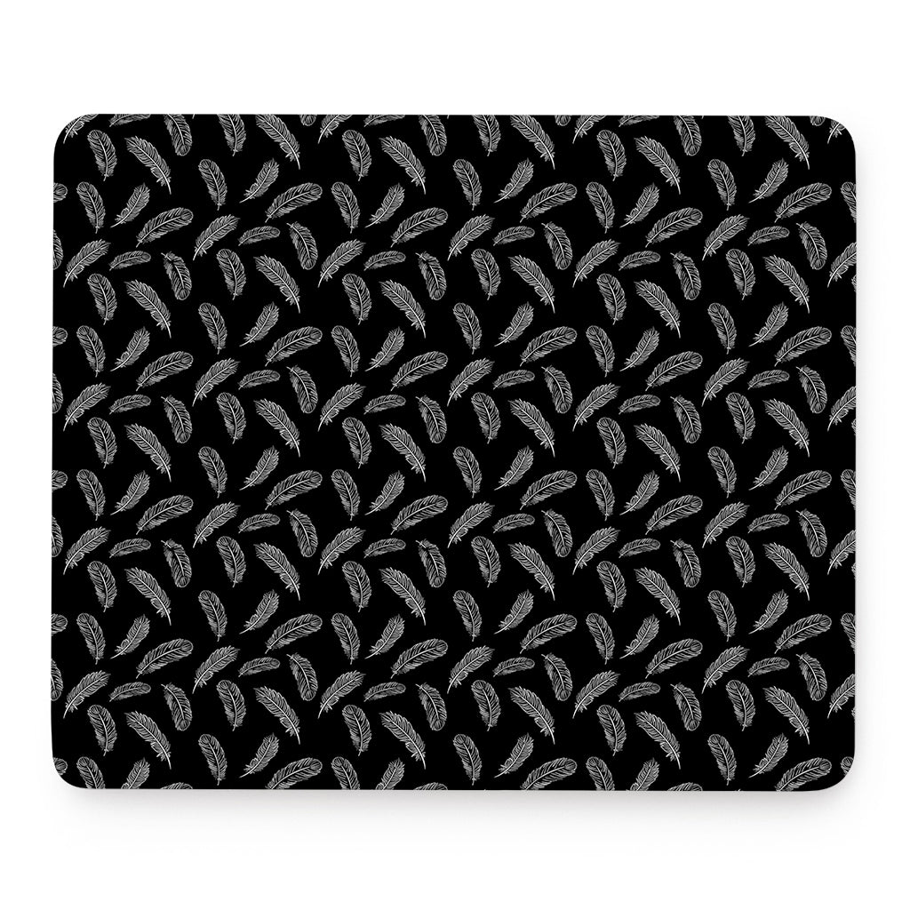 Black And White Feather Pattern Print Mouse Pad