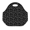 Black And White Feather Pattern Print Neoprene Lunch Bag