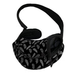 Black And White Feather Pattern Print Pet Sling Carrier