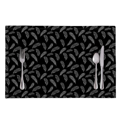 Black And White Feather Pattern Print Placemat