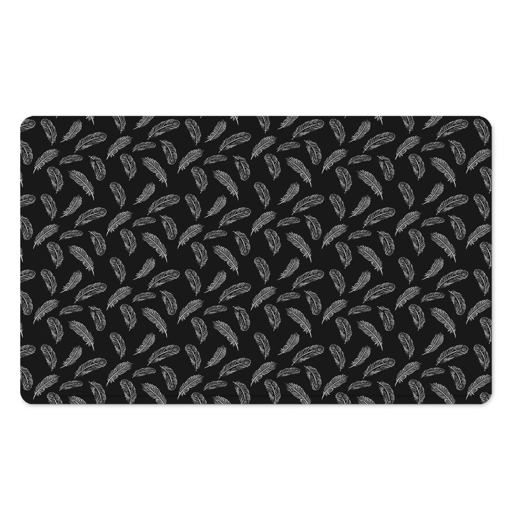 Black And White Feather Pattern Print Polyester Doormat