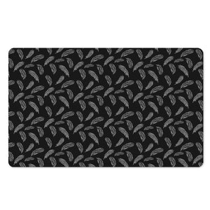 Black And White Feather Pattern Print Polyester Doormat