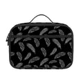Black And White Feather Pattern Print Portable Lunch Bag