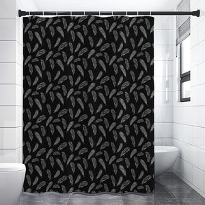 Black And White Feather Pattern Print Premium Shower Curtain