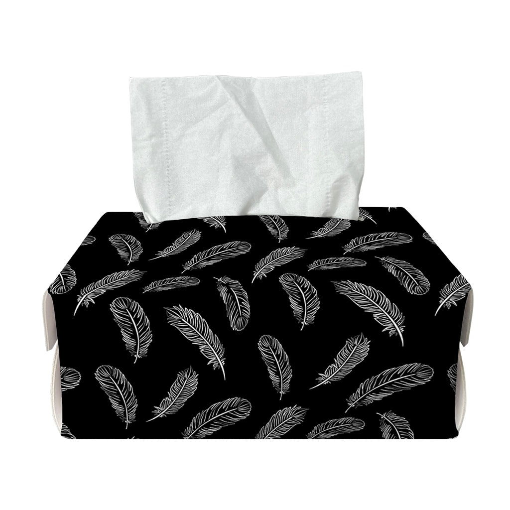 Black And White Feather Pattern Print Rectangle Tissue Box Cover