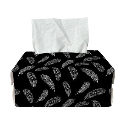 Black And White Feather Pattern Print Rectangle Tissue Box Cover
