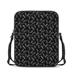 Black And White Feather Pattern Print Rectangular Crossbody Bag