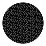 Black And White Feather Pattern Print Round Floor Mat