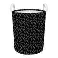 Black And White Feather Pattern Print Round Laundry Basket