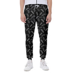 Black And White Feather Pattern Print Scuba Joggers