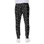 Black And White Feather Pattern Print Scuba Joggers