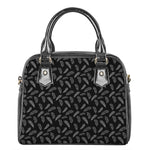 Black And White Feather Pattern Print Shoulder Handbag