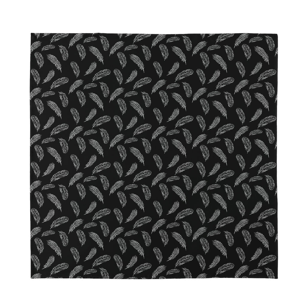 Black And White Feather Pattern Print Silk Bandana