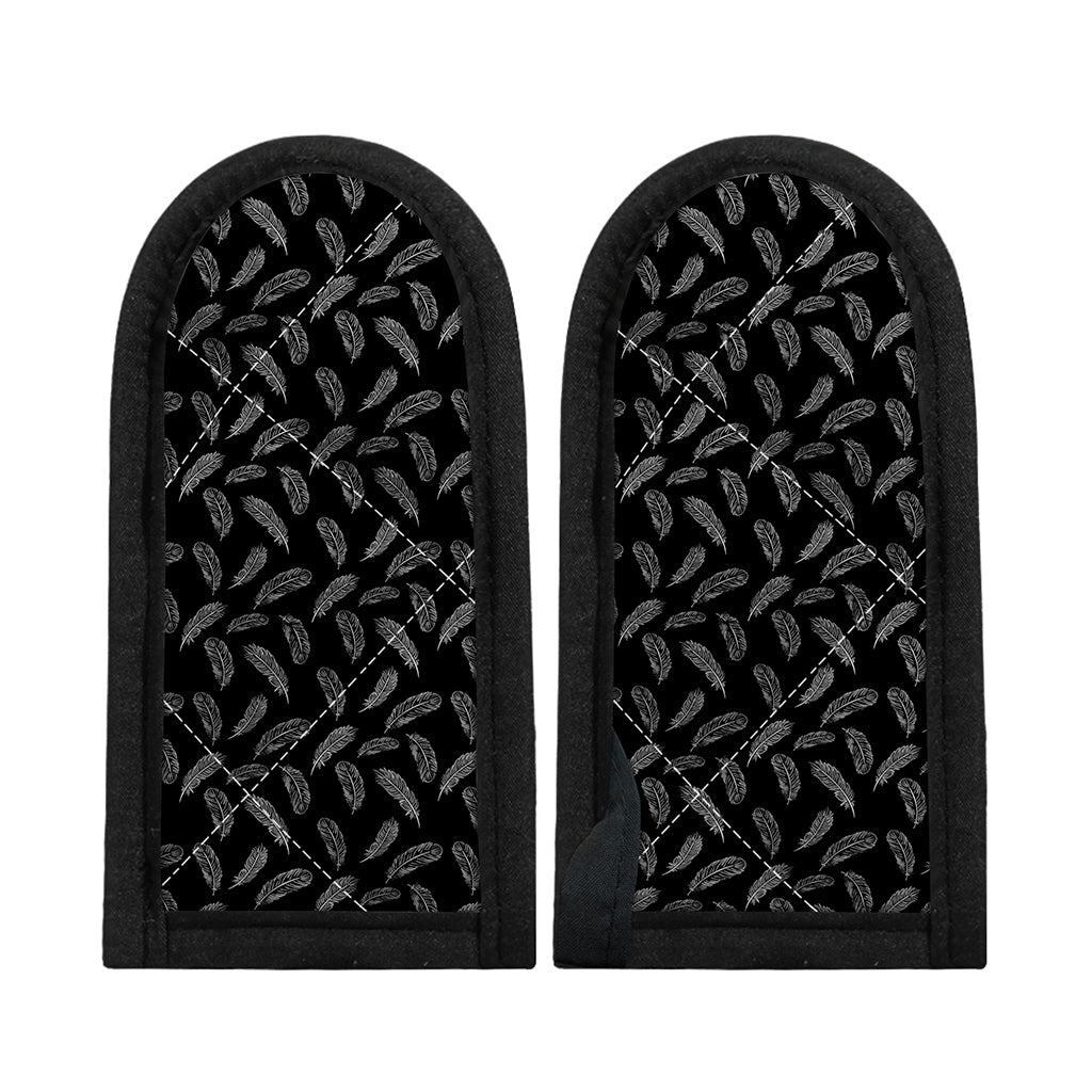Black And White Feather Pattern Print Skillet Handle Cover