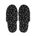 Black And White Feather Pattern Print Slippers