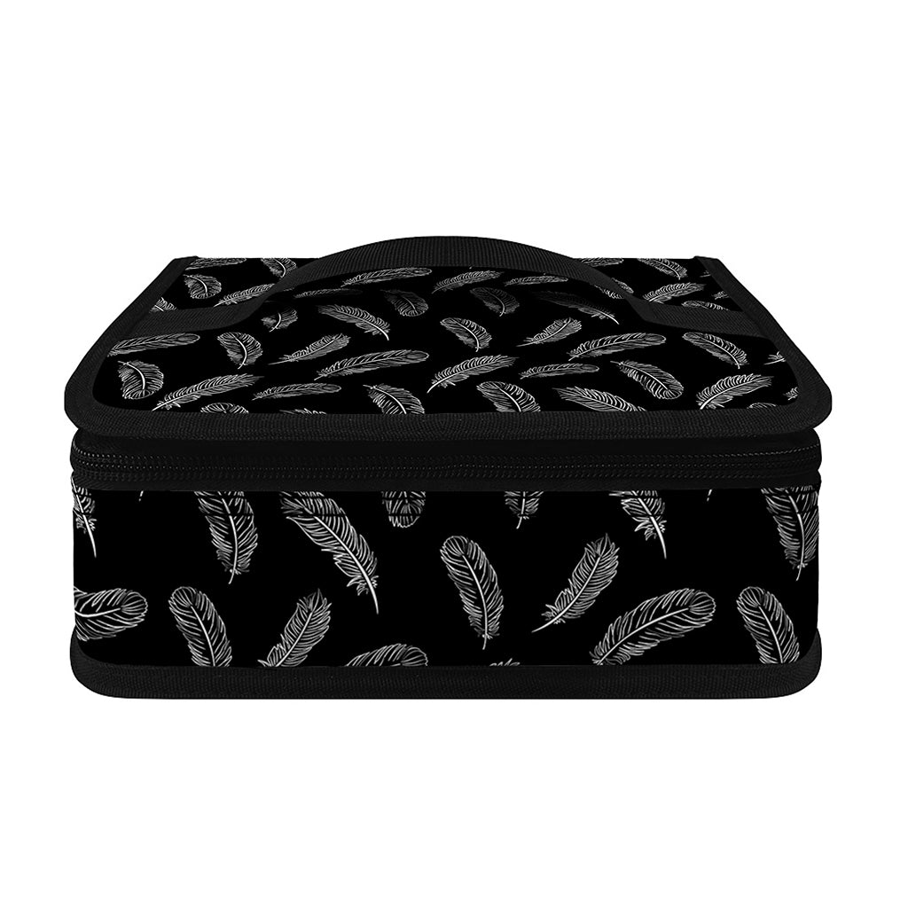 Black And White Feather Pattern Print Small Lunch Bag