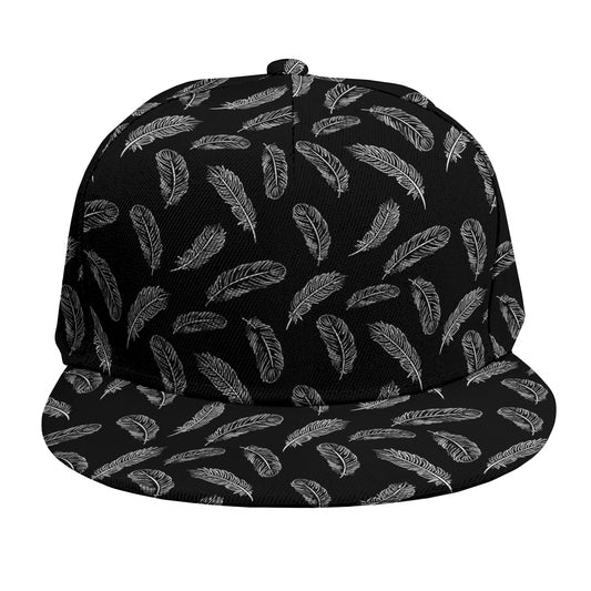 Black And White Feather Pattern Print Snapback Cap