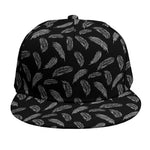 Black And White Feather Pattern Print Snapback Cap